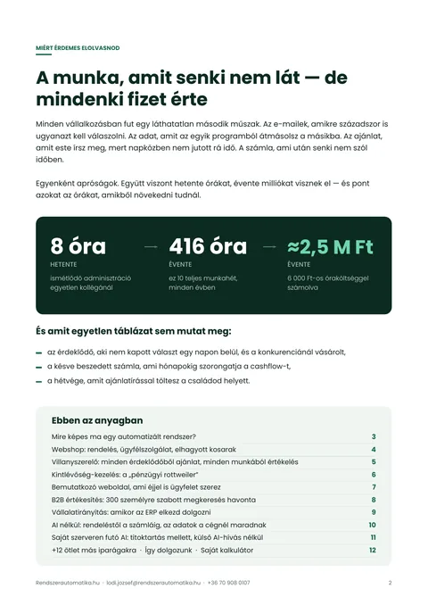 A PDF 2. oldala: miért érdemes elolvasni, és a tartalomjegyzék